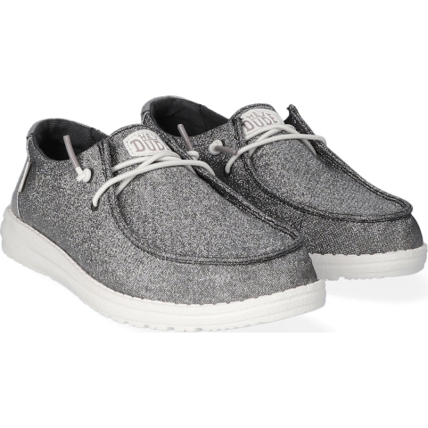 HEYDUDE Instappers Dames Wendy Metallic Sparkle Grijs 37 Textiel