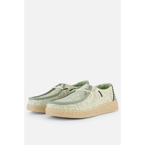 HEYDUDE Instappers Dames Wendy Espadrille Retro Palm Groen 41 Textiel