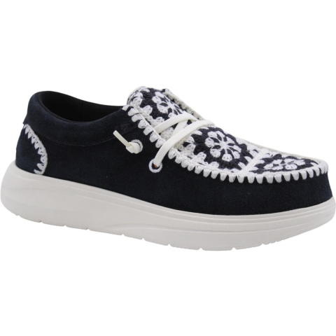 HEYDUDE Instappers Dames Wendy Comf Suede Crochet Zwart 40 Suède