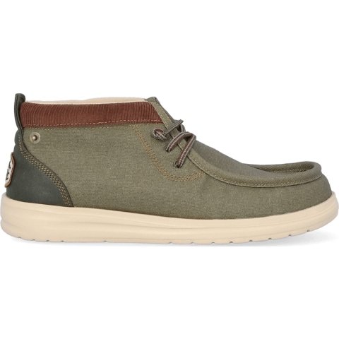 HEYDUDE Instappers Heren Wally Mid GripR Workwear Groen 45 Canvas