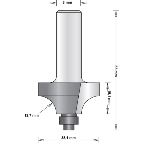 Hikoki Accessoires 8 Mm Afrondfrees Met Onderlager 38.1X55X12.7 - 754107