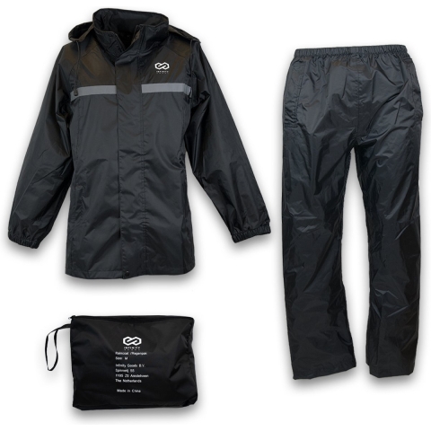 Infinity Goods Regenpak - Dames&Heren - Maat XL - Waterdicht&Ademend - Reflecterend - Zwart