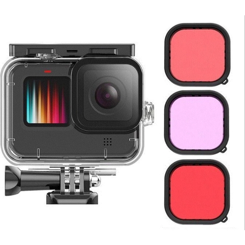 Garpex® Waterdichte Camera Case met 3 Kleuren Lens Filter - Exclusief geschikt voor GoPro HERO9 - Wa