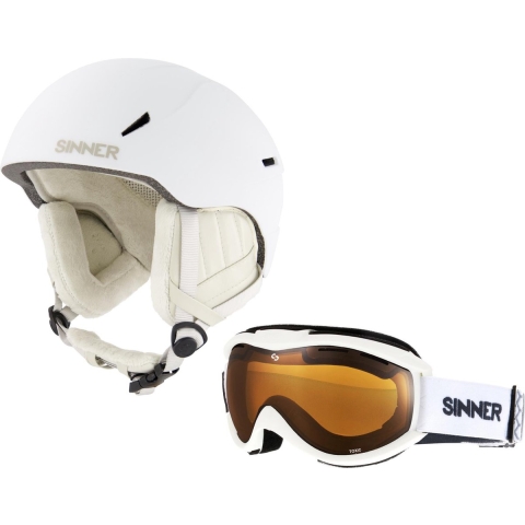 Sinner COMBI-PACK - CREST skihelm + TOXIC skibril - Wit - Maat S