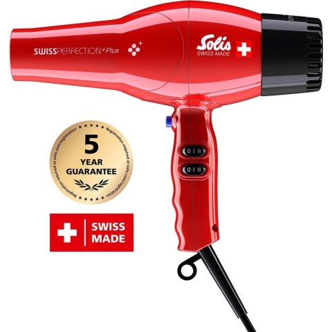 Solis Swiss Perfection Plus 3801 Föhn - Haardroger met Smart Silencer - Rood