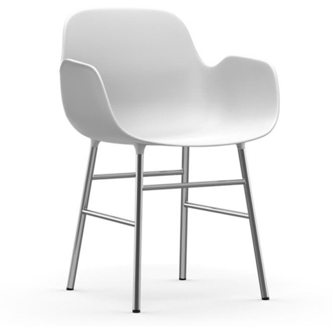 Normann Copenhagen Form Armchair Stoel Met Verchroomd Onderstel Wit