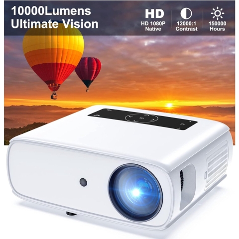 HOPVISION - 1080p - Full HD Beamer - 10.000 Lumen - Ondersteunt 4K