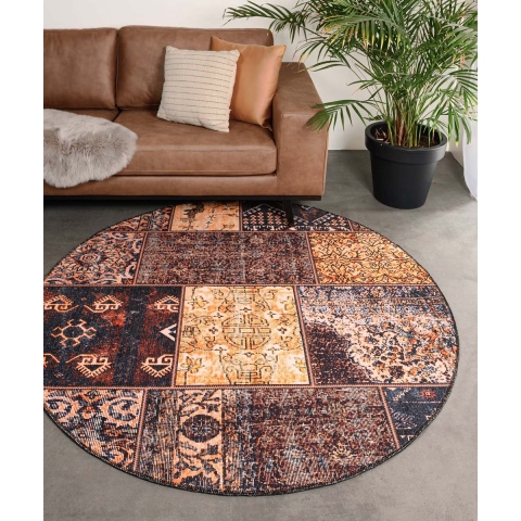Heritaged Rond patchwork vloerkleed - Fade No.1 goud|bruin - 305 cm