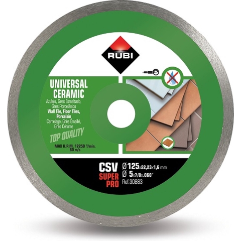 Rubi 30883 CSV Superpro Continu Diamantzaagblad Voor Keramische Tegels - 22,2 X 125mm