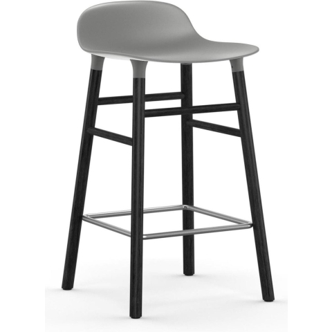 Normann Copenhagen Form Barstool Barkruk 65cm Met Zwart Onderstel Grijs