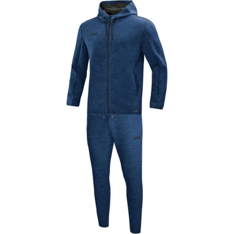 JAKO M9729 Joggingpak Met Kap Premium Basics - Marine Gemeleerd - L