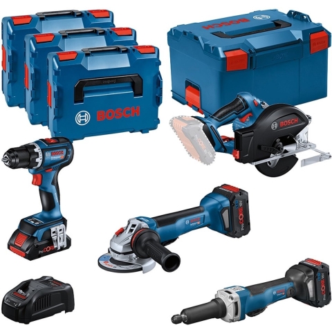 Bosch Blauw 4-delige Combopack GSR + GWS + GKM + GGS in L-Boxx - 0615990N3A