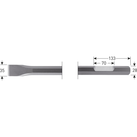 Rotec 6-kant Plattebeitel 35x500mm 6-kant ø28,0 met uitsparing - 2156016