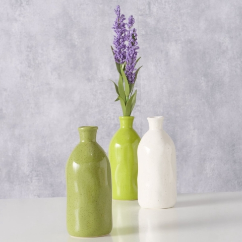 Boltze Home Vaas Mylanadia6,7x15cm Porselein In 3 Uitvoeringen Wit/lime/groen