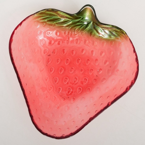 Boltze Home Schaal Glas Fruity Aardbei 16x15,5xH3,5cm. 150ml