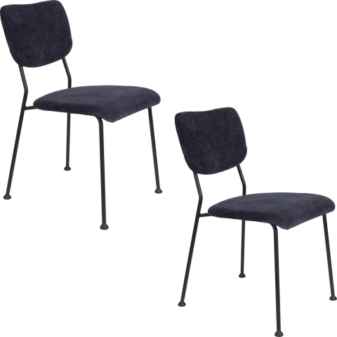 Zuiver Benson Eetkamerstoelen Donkerblauw - Set van 2