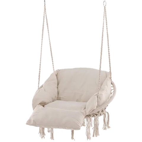 Nest outdoor Leah katoenen tuin hangstoel beige - met zitkussen