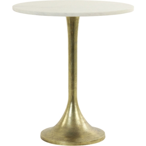 Light&living Bijzettafel Ø48x53 cm RICKERD wit marmer+antiek brons
