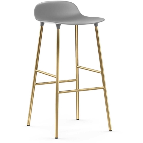 Normann Copenhagen Form Barstool Barkruk 75cm Met Messing Onderstel Grijs