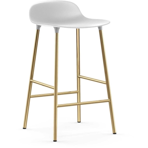 Normann Copenhagen Form Barstool Barkruk 65cm Met Messing Onderstel Wit