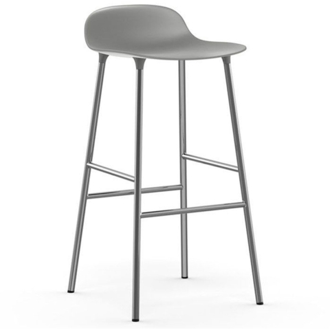 Normann Copenhagen Form Barstool Barkruk 65cm Met Verchroomd Onderstel Grijs