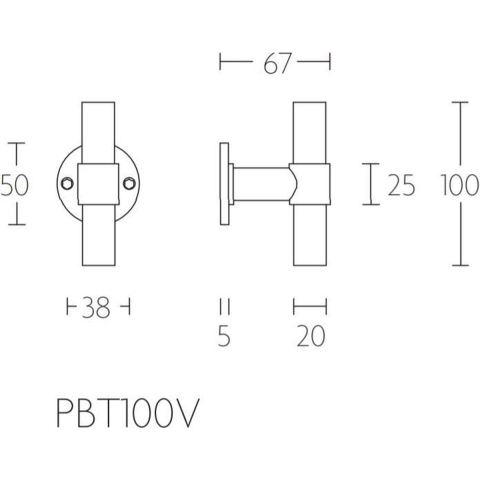 Formani | Voordeurknop PBT100V Vast op Rozet | Mat Zwart