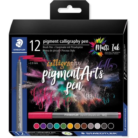 Staedtler Viltstift pigment calligraphy pen 375 C12 Diverse kleuren 2 mm 12 stuk(s)