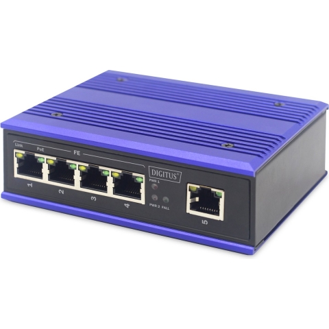 Digitus DN-650107 Industrial Ethernet Switch 10 / 100 MBit/s IEEE 802.3af (12.95 W), IEEE 802.3at (25.5 W)