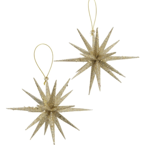 Boltze Home Deco Hanger Kunststof Tove Ø15xH15cm Goud Met Glitters 2 Stuks In