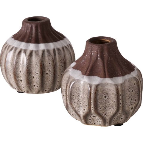 Boltze Home Vaas Malia 9x10cm Keramiek Bruin