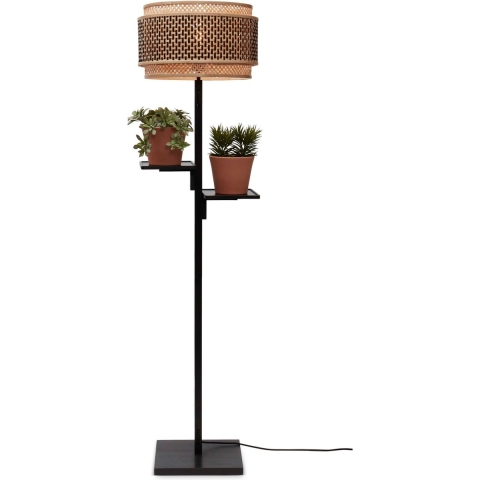 GOOD&MOJO Vloerlamp Bhutan - Zwart|Bamboe - Ø40x160cm