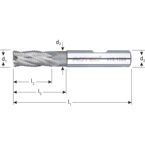 Rotec HSS-E Ruwfrees, ongecoat, ø40 - ø40x63x155xø40mm Z=6 / HR / DIN 844-B / kort - 6154000