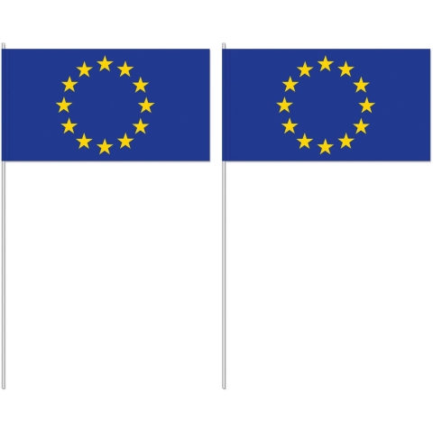 Zwaaivlaggetjes Europa - 100x - 12 x 24 cm - handvlaggetjes - versiering - feestartikelen -