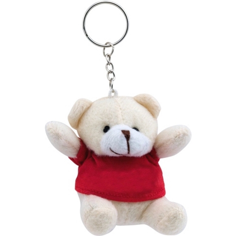 10x Pluche teddybeer knuffels sleutelhangers rood 8 cm -