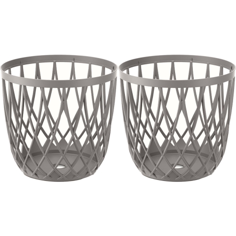 Draadmand/wasmand/opbergmand - 2x - van stevig kunststof - grijs - D39 x H39 cm -