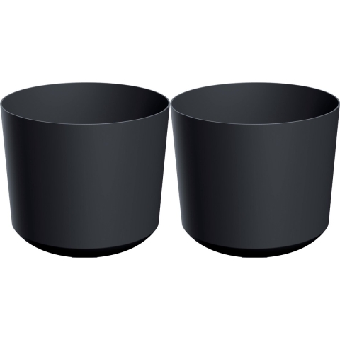 Plantenpot/bloempot Babylon - 2x - kunststof - buiten/binnen - antraciet grijs - D39 x H39 cm -