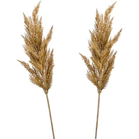 Pampasgras pluim losse steel/tak - 2x - lichtbruin - 92 cm - Decoratie kunst graspluimen -