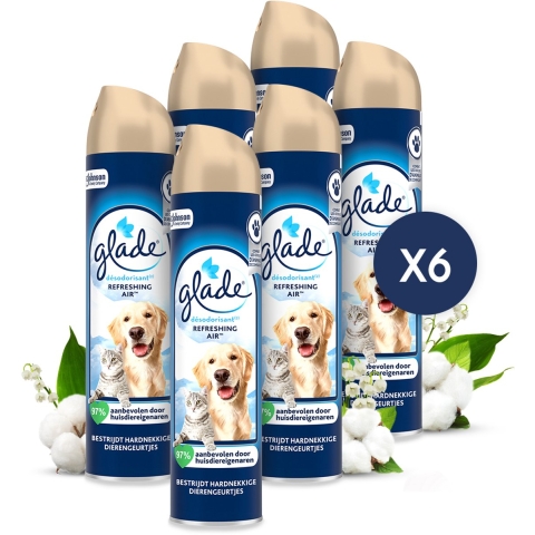 6x Glade Automatic Spray Refreshing Air voor Huisdieren 269 ml