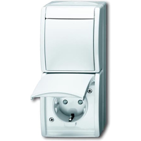 Busch-Jaeger 2CKA001684A0331 Wandcontactdoos met randaarde Inzetstuk Zuiver wit (RAL 9010), Wit 1 stuk(s)