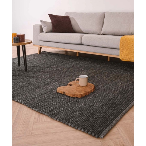 Nordic Weavers Wollen vloerkleed Lett - donkergrijs - 300x400 cm