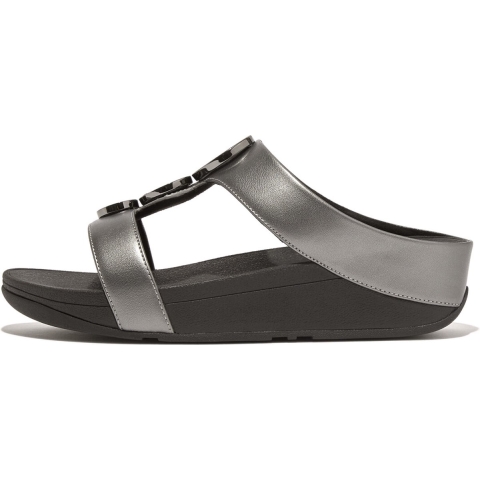 FitFlop Halo bead circle metallic Tbar Slippers
