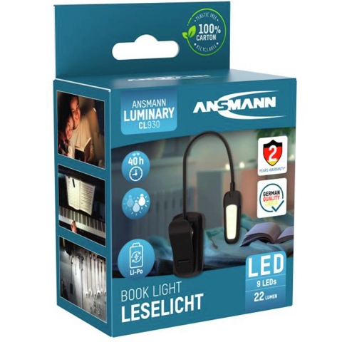 Ansman Universele LED Lamp met Clip Zwart