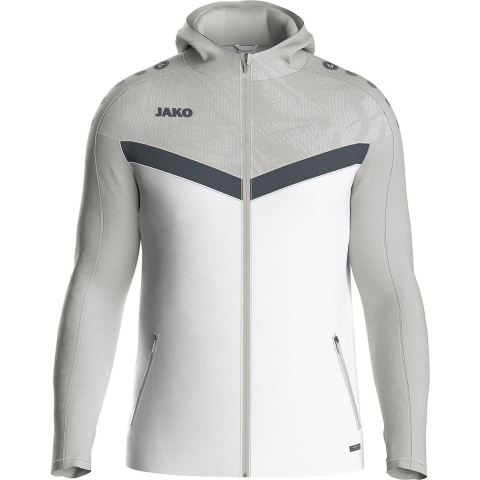 JAKO 6824 Jas Met Kap Iconic - Wit/Zachtgrijs/Antra Light - M