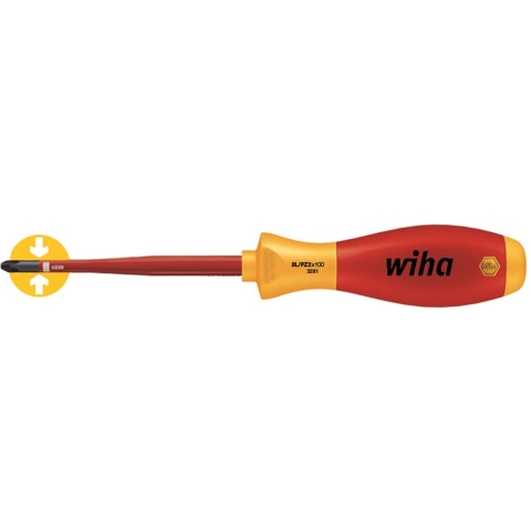 Wiha 3281 SoftFinish Electric SlimFix PlusMinus Schroevendraaier - Pozidriv/Sleuf - PZ2 X 100mm