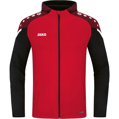 JAKO 6822K Jas Met Kap Performance Kids - Rood/Zwart - 164