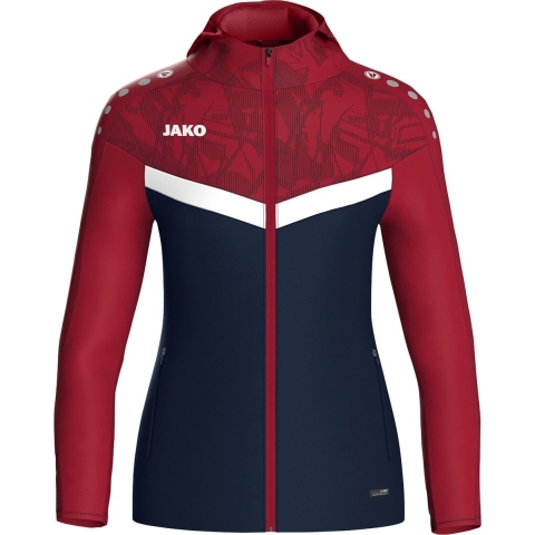 JAKO 6824D Jas Met Kap Iconic Dames - Marine/Chillrood - 44
