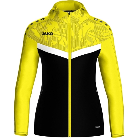 JAKO 6824D Jas Met Kap Iconic Dames - Zwart/Zachtgeel - 36