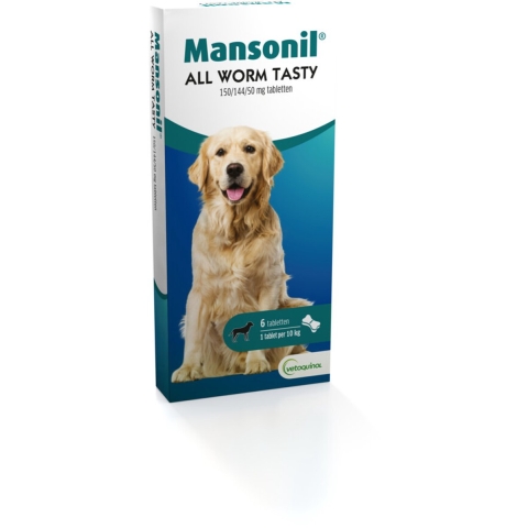 Mansonil All Worm Dog Tasty voor de hond 3 x 6 tabletten