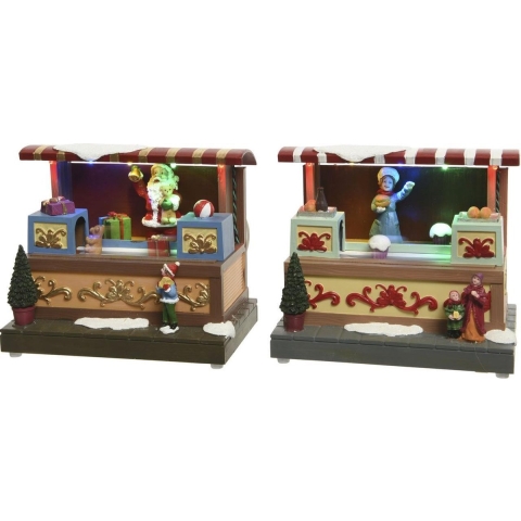 Lumineo LED Tafereel Marktkraam Met Licht En Muziek 10x16x15cm-5L