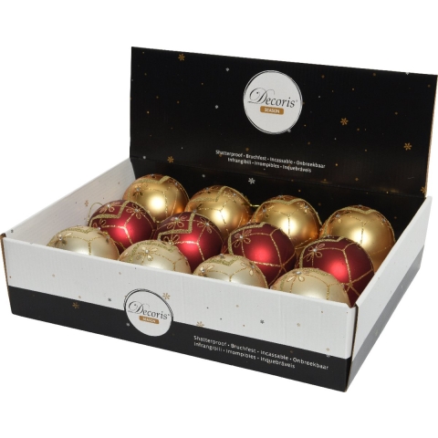 Decoris Kerstballen Kunststof Ø8cm Doos A 12 Stuks Mat Finish In Pearl Licht